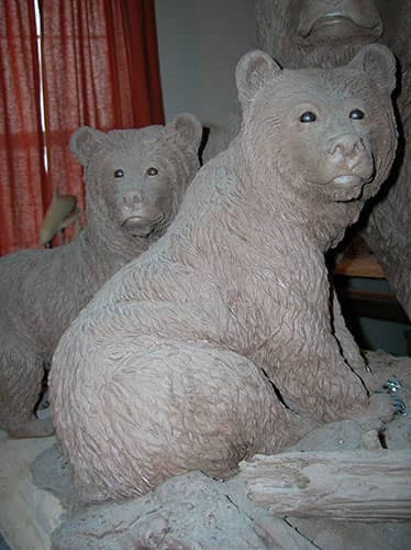Wildlife bronze sculptures. Grizzly bear cub bronze sculpture