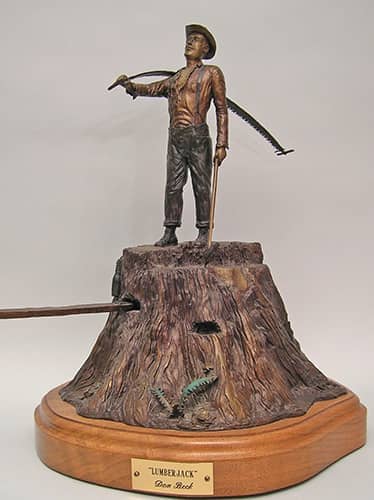 Historic bronze sculptures. Lumberjack bronze sculpture | www.donbeckbronzes.com