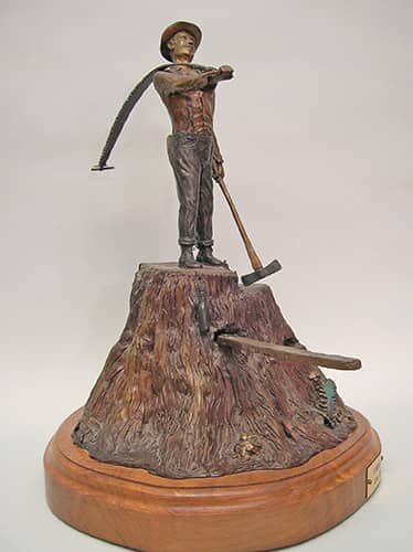 Historic bronze sculptures. Lumberjack of the Redwood Trees bronze sculpture | www.donbeckbronzes.com