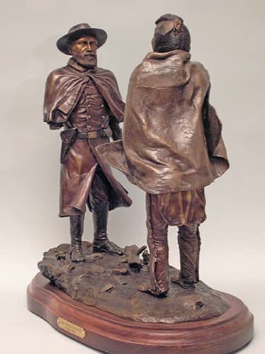 Historic bronze sculptures. Chief Joseph of the Nez Perce Indians surrender to General O. Howard bronze sculpture | www.donbeckbronzes.com