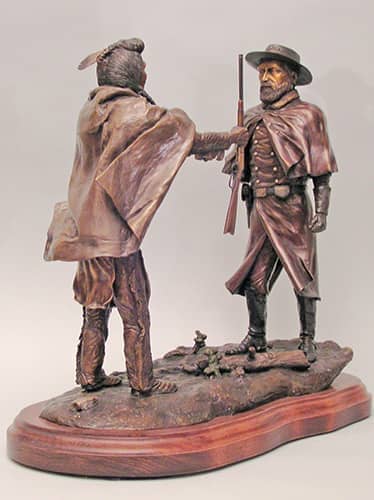 Historic bronze sculptures. Nez Perce Indians Chief Joseph surrender to General O. Howard bronze sculpture | www.donbeckbronzes.com