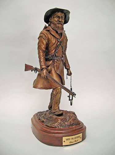 Historic bronze sculptures. Mountain man trapper with his Hawken rifle bronze sculpture by sculptor Don Beck | www.donbeckbronzes.com