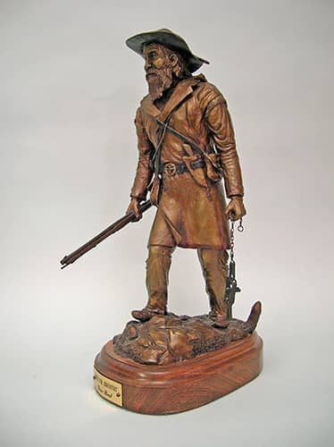 Historic bronze sculptures. Mountain man bronze sculpture with his Hawken Rifle | www.donbeckbronzes.com