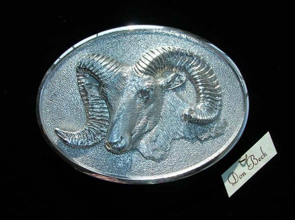 Wildlife belt buckles. Rocky Mountain Bighorn Sheep bronze sculptures