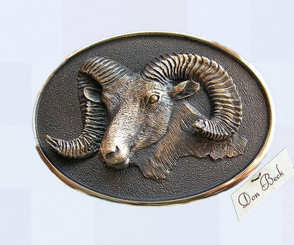 Wildlife belt buckles. Rocky Mountain Bighorn Sheep bronze belt buckle | www.donbeckbronzes.com