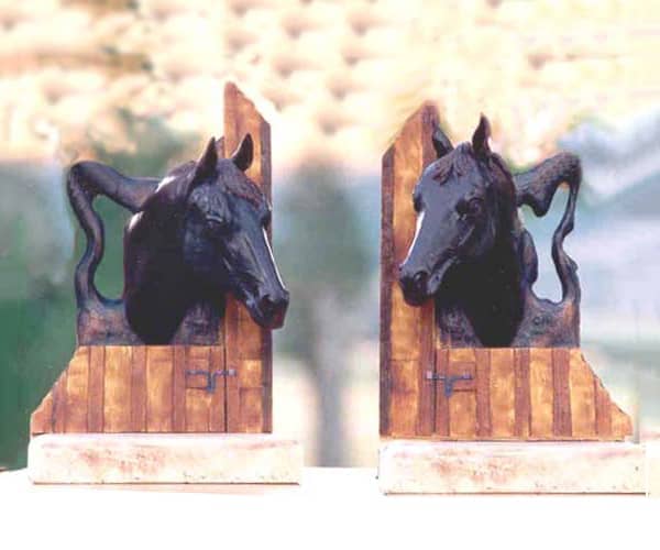 Equine bronze sculptures. Horse bronze sculpture bookends | www.donbeckbronzes.com